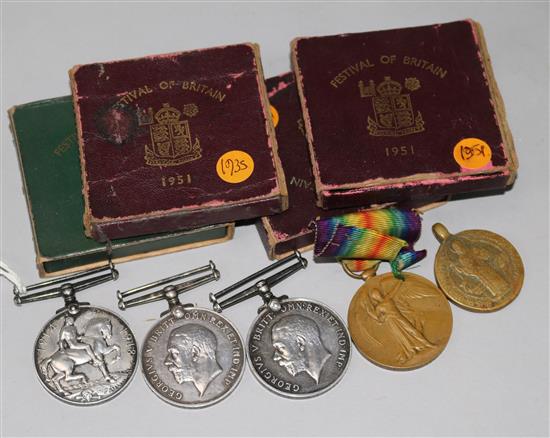 Four crowns, 1902, 1935 & 1951 x 2 and four World War I medals.